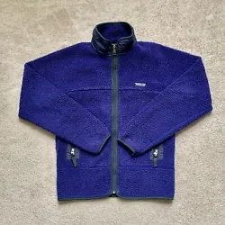 Mens Vintage Patagonia Deep Pile PEF Retro X Fleece Jacket Purple Blue Size Small. From the early 2000s. In overall...