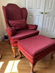 Ethan Allen Wing Back Chair With Ottoman 32x30x45. Very good condition Local pickup 10523 or by other arrangement