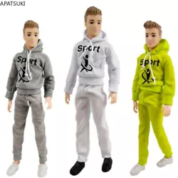 Green Casual Sports Wear Clothes Set For Ken Boy Doll 1/6 Hoodies Coat Trousers Pants Shoes 1:6 Doll Accessories...