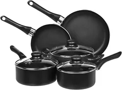 Basics Non-Stick Cookware Set, Pots and Pans - 8-Piece Set. Aluminum body with non-stick coating for easy cooking and...