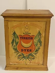 Antique TURKISH DYES Countertop Cabinet Display Advertising Country Store Vtg. Amazing vintage cabinet! It is missing...