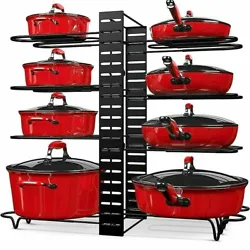 KEEP YOUR COOKWARE & CABINET SAFE! Our Upgraded Sturdy, Carbon Steel pots and pans organizer features non-slip,...
