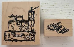 2 Rubber Wood Stamps by Art Impressions. Abstract Luggage , Passport and Ticket with TravelTheme. Luggage: 3 3/4” x...
