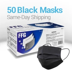 50 FFG All-Black Protective Face Mask Features Masks factory sealed in plastic & box. 3-ply material filters out over...