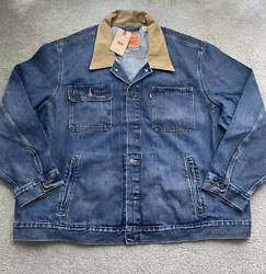 Levis Stock Trucker Jacket Denim Blue Jean Unlined Size 3XL Corduroy Collar New. Condition is New with tags. Shipped...