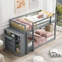 It features one twin size upper bunk and one twin size bottom bunk for accommodating you or any overnight sleepers....