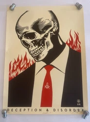 shepard fairey signed numbered print Deception & Distortion. 52/200