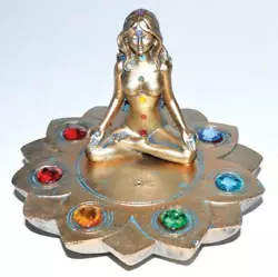 #A- IB2841 Empower the seven chakras while burning on this lotus-flower-based burner. Chakra symbols represented by...