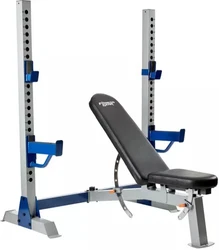 Barely used. I have an Olympic style bar and rubber coated weights as well if interested.