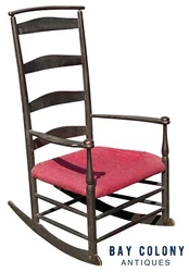 The chair is stamped #6 on the back of the top slat and the original Mount Lebanon decal is still present on the back...