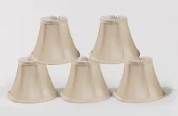 Soft bell shape chandelier lamp shades. Silk cream color with white liner. Clip on to Candelabra bulbs.