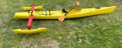 14 Tribalance Kayak for sale. You can stand up and fly fish in the kayak. This brings up another feature, this is also...