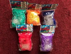 lot of (5) Rainbow Loom Rubber Bands • Teal Blue Red Neon Purple. Fast Shipping