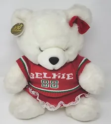 This 1988 Belk Belkie Christmas White Bear Plush Stuffed Animal with a red bow and clothes is perfect for collectors or...