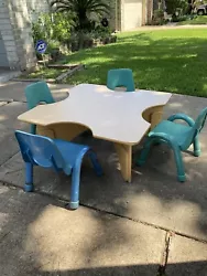Up for bid is the set of chairs and table pictured. Used table and chairs is in ok and sturdy condition - please see...