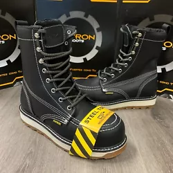 PATRON STEEL TOE WORK BOOTS. GENUINE LEATHER. NOTE: BOOTS RUN 1/2 SIZE BIG. OIL RESISTANT. LIGHT BROWN. NICE COLOR....
