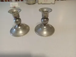 pewter candle holders ( 2 pcs.). these are nice pieces . in great condition ,very clean.