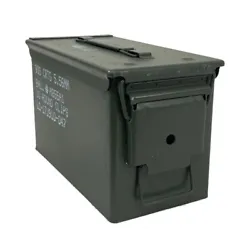 US Military Surplus M2A1 Ammo Can. The M2A1 can is known as a 50 cal but may have stencils of other types of Ammo...