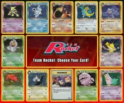 2000 Pokemon Team Rocket: Choose Your Card! All Pokemon Available. Dating back to the year 2000, Team Rocket was the...