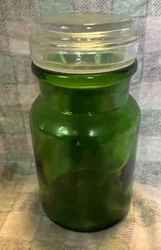 5” Green Glass ~ Apothecary 16 oz Jar/Container ~ Made in Belgium ~ glass lid.