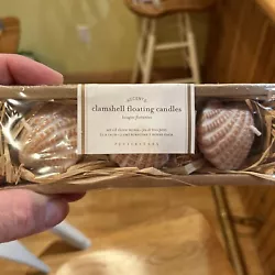NEW POTTERY BARN Clamshell FLOATING CANDLES SET OF 3.