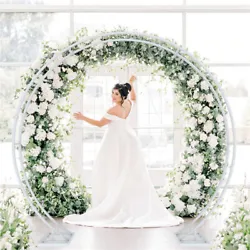 White Round Metal Wedding Arch Frame Garden Arbor Party Flowers Backdrop Stand.
