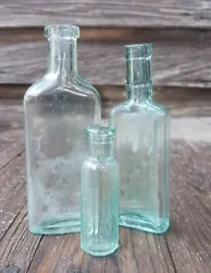 These bottles are in great shape. Light staining. No cracks or chips. One is kinda unique with its crooked neck. The...