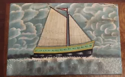 Found in Nantucket is this set of three Vintage Folk Art Graduated Hand Painted Boxes With Ship Design. They are in...