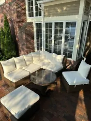 Enhance your outdoor living with this exquisite 7 piece set from Pottery Barn. The set includes (1) corner chair, (4)...
