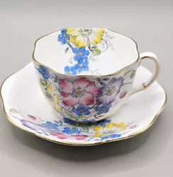 Vtg Taylor And Kent England Bone China Teacup And Saucer Colorful Floral-READ. No chips or cracks. Does have a small...