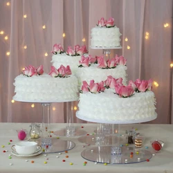 Each tier of the cake stand is separated. This setup will allow you to arrange it in any design you like on any size...