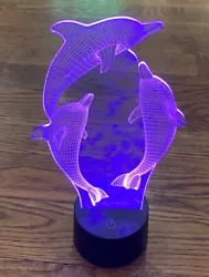 3D Dolphin Night Light 7 Color Changing Table Desk Lamp Kids. In working condition. 3 AAA NOT included.