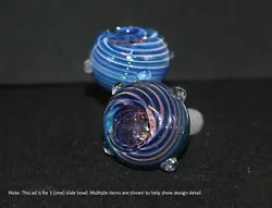 This ad is for 1 (ONE) slide bowl and features an oblong orb shaped glass 14mm male WHIRLPOOL slide bowl/ head piece...