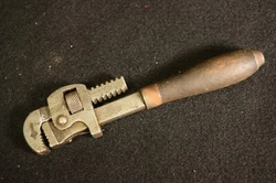 1882 Pipe Wrench w/Wood Handle.