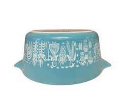 Vtg Pyrex Turquoise Amish Butterprint 475-B Casserole Bowl NO LID Light Wear.