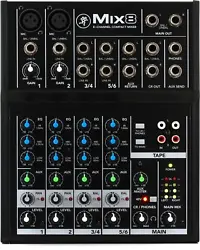 Get full-scale functions and quality audio with the midsize Mackie Mix8 desktop audio mixer. This compact 6-input mixer...