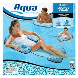 Aqua Leisure Deluxe 3-in-1 Lounge Chair Swimming Pool Float Inflatable Water Mat.  It can be a Lounge Chair, a Chair,...