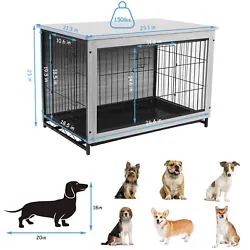      Dog crate furniture wooden indoor kennel side end table double-doors cage for small/medium/large dog...
