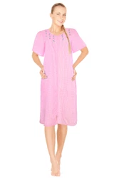 Our easy to zipper front duster house robe fits all body shapes for a comfortable, roomy, loose fit. Stretch out your...
