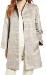 Eileen Fisher Silk Blend Jacquard Swing Coat Size Large. Women’s size largeApprox 22.5” across chest, 34”...