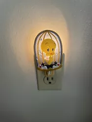 Vintage Looney Tunes Sylvester & Tweety Bird In Bird Cage Wall Nightlight Light.