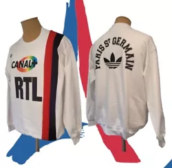 Sweatshirt customisé - Logos CANAL+, RTL et PARIS SAINT GERMAIN ajoutes avec laide dune presse chauffante de type...