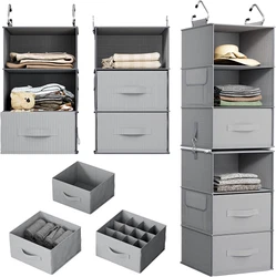 6-Shelf Hanging Closet Organizer, Closet Hanging Shelves with 2 Separable 3-Tier Shelves, Closet Storage Organizer with...