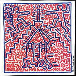 Signed Keith Haring 1984. stamped on back Keith Haring Estate. Original Drawing in Black Marker, Headless. Superb...