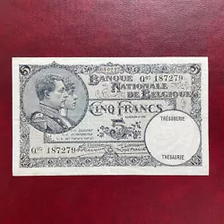 Belgique Billet 5 Francs 05.02.1927 Série Q.07 Banque Nationale de BelgiqueNi fente n épinglage Pli en croix Traces...