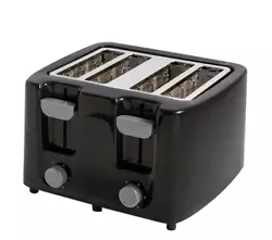 Cool touch toaster with matte black and grey accents. Cool touch toaster with black and grey accents.