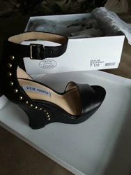 Brand new in box Steve Madden  Skylur black leather platform pumps with gold studs. 1.5 inch platform and aprox. 4.75...