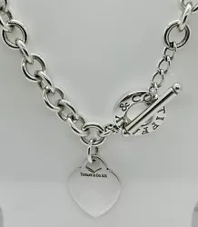 Vintage Tiffany & Co Heart Tag Charm Oval Link Chain Necklace 925 Sterling Silver 16”. • Chain measures 16” in...