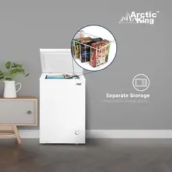 Introducing the Arctic King 3.5 Cu. Ft. Chest Freezer - White. The Arctic King Chest Freezer features a sleek and...