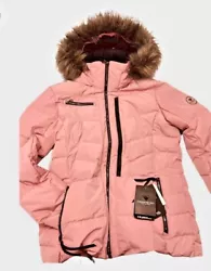 Circe Down Jacket. Removable hood. and Down’s responsibly-sourced 600 Fill Power. Chest is EXTERIOR 45